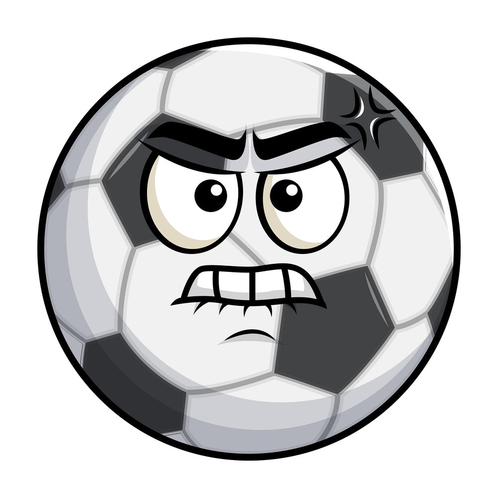 Angry soccer ball emoticon. PNG - JPG and vector EPS file formats (infinitely scalable). Image isolated on transparent background.