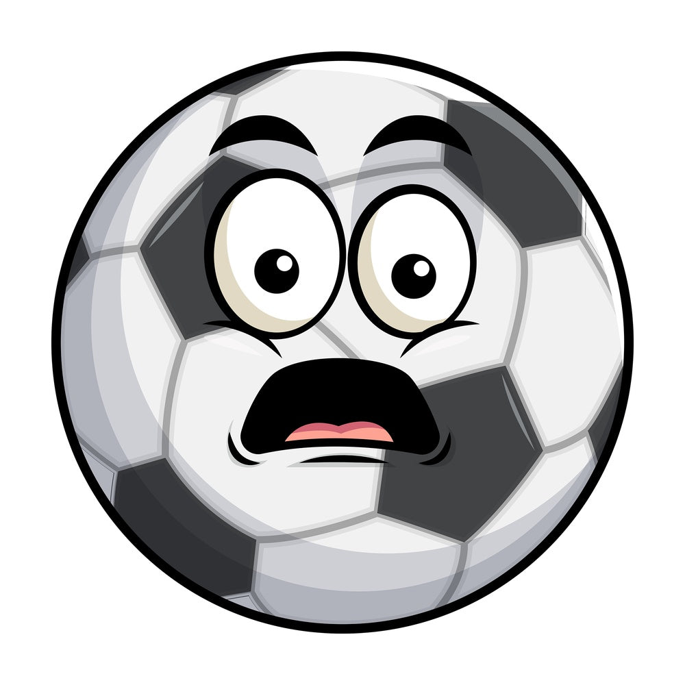 Shocked soccer ball emoticon. PNG - JPG and vector EPS file formats (infinitely scalable). Image isolated on transparent background.