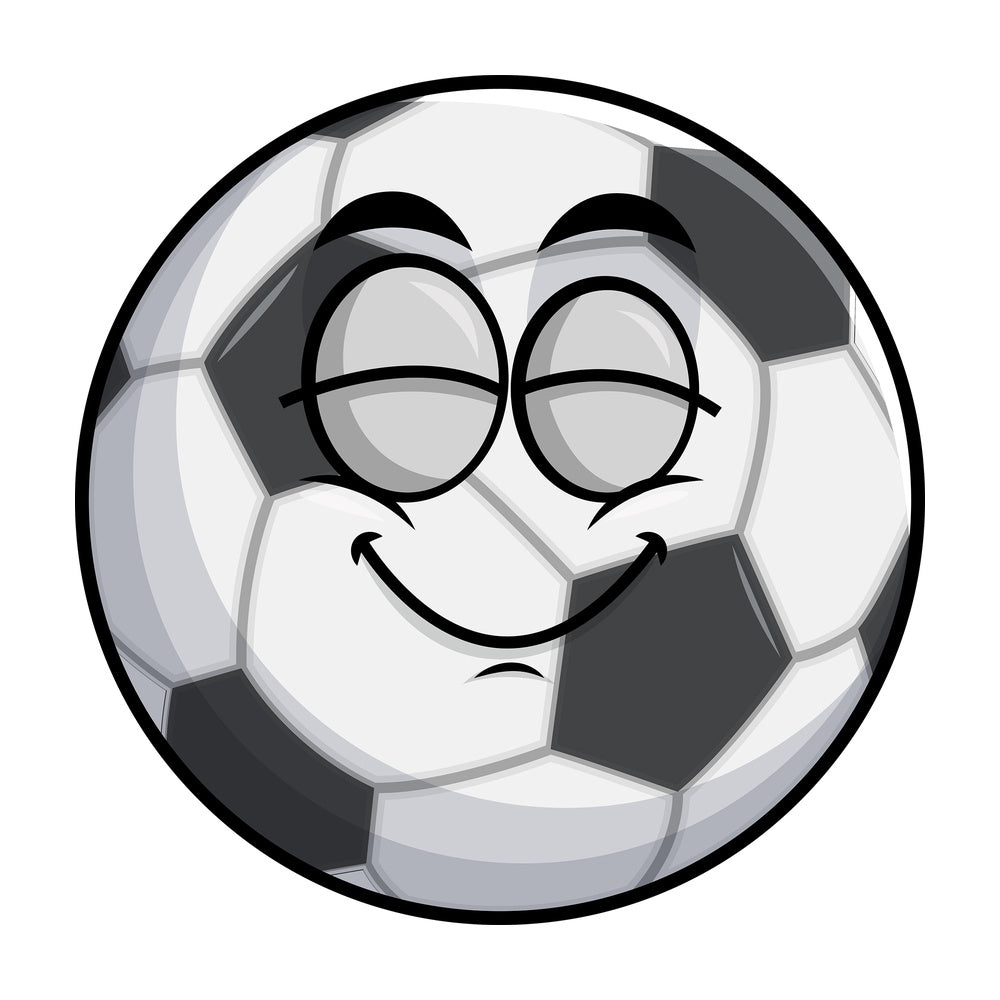 Delighted soccer ball emoticon. PNG - JPG and vector EPS file formats (infinitely scalable). Image isolated on transparent background.