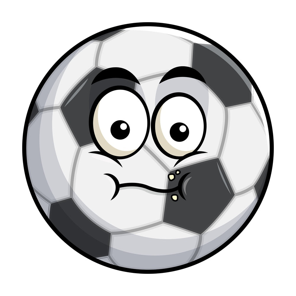Chewing soccer ball emoticon. PNG - JPG and vector EPS file formats (infinitely scalable). Image isolated on transparent background.