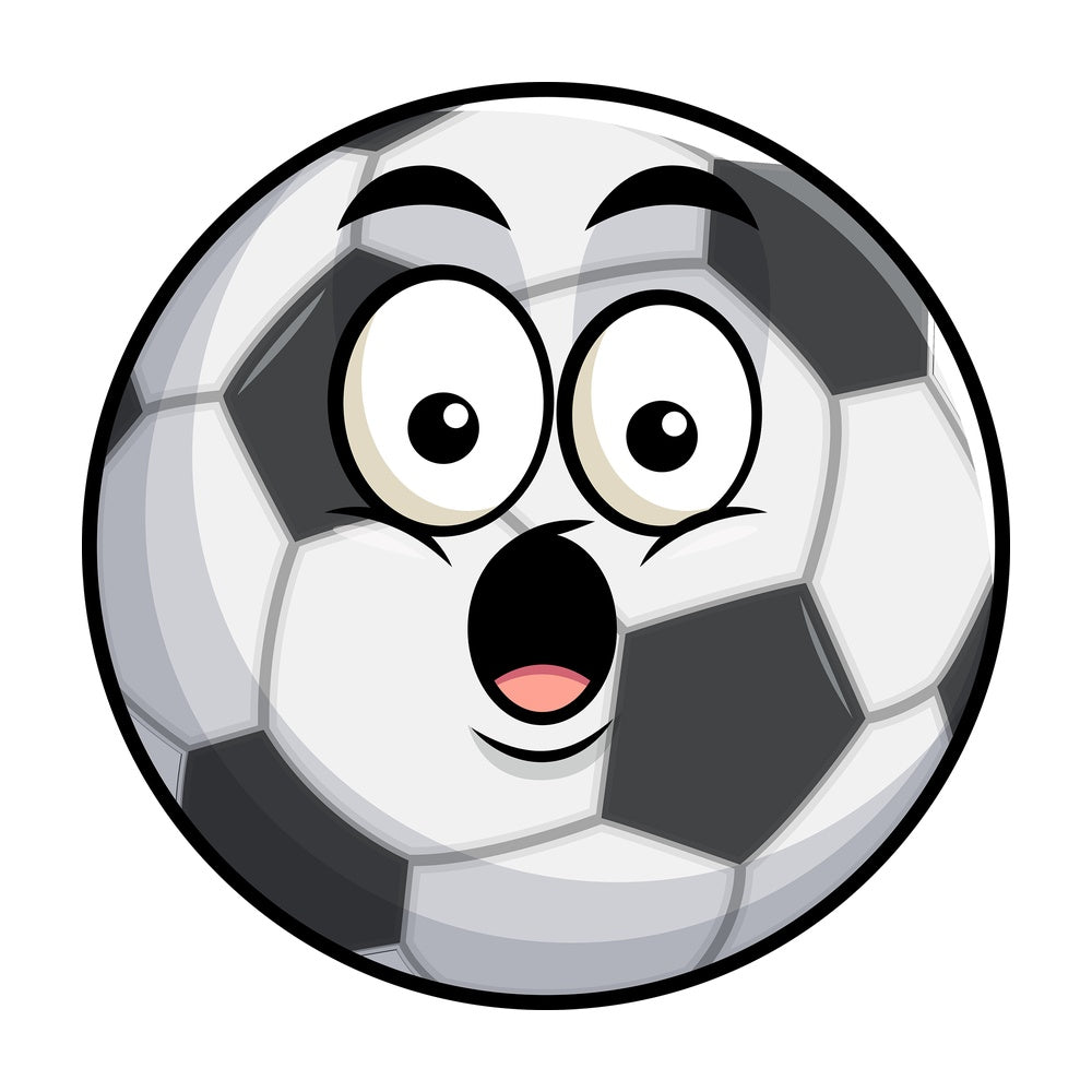 Surprised soccer ball emoticon. PNG - JPG and vector EPS file formats (infinitely scalable). Image isolated on transparent background.