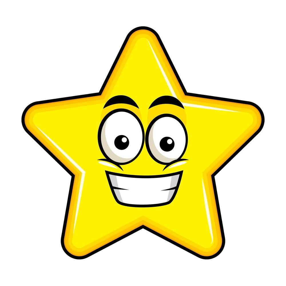 Grinning star emoticon. PNG - JPG and vector EPS file formats (infinitely scalable). Image isolated on transparent background.