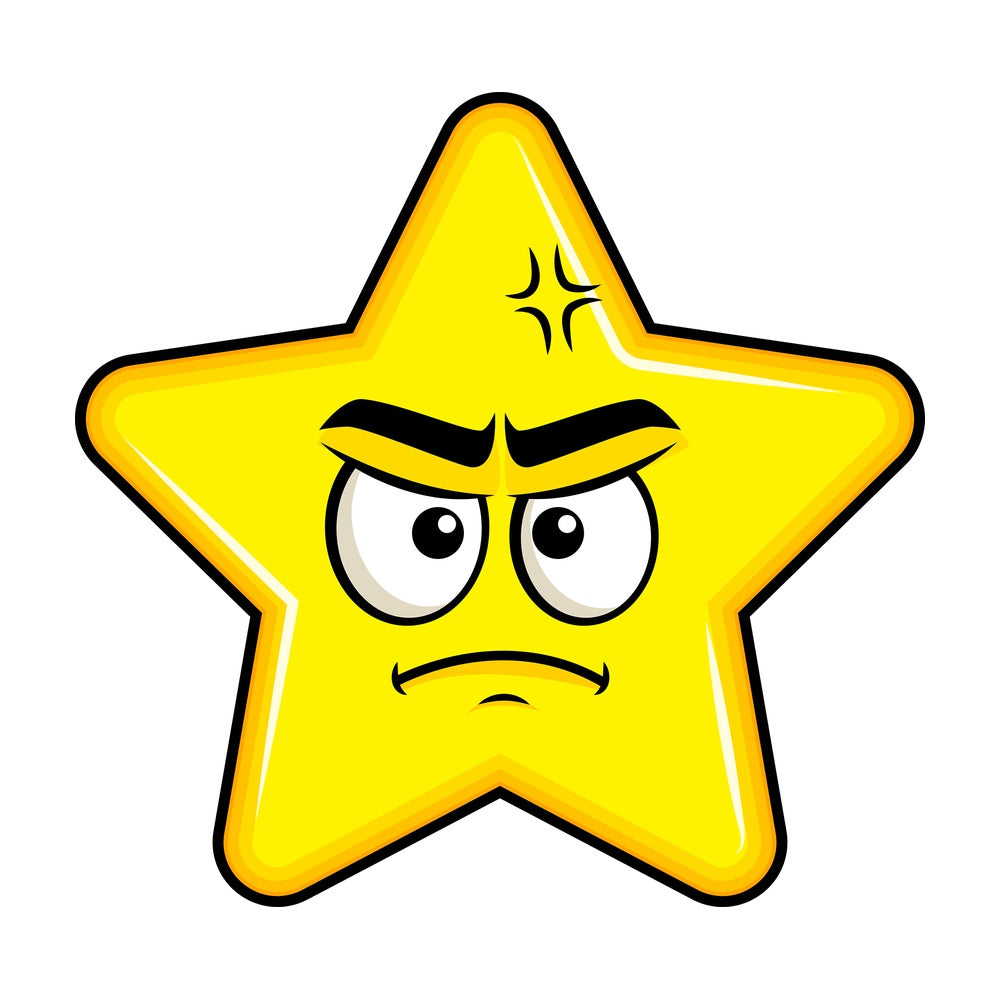 Annoyed star emoticon. PNG - JPG and vector EPS file formats (infinitely scalable). Image isolated on transparent background.