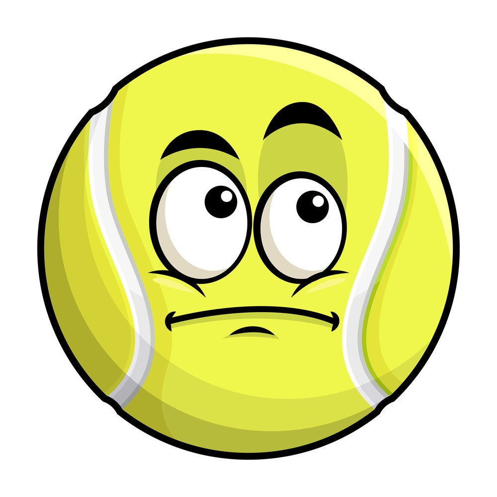 Wondering tennis ball emoticon. PNG - JPG and vector EPS file formats (infinitely scalable). Image isolated on transparent background.