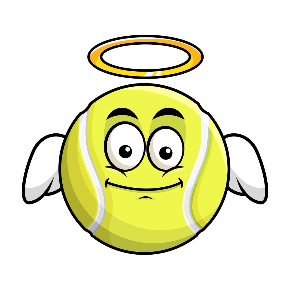 With wings and halo tennis ball emoticon. PNG - JPG and vector EPS file formats (infinitely scalable). Image isolated on transparent background.