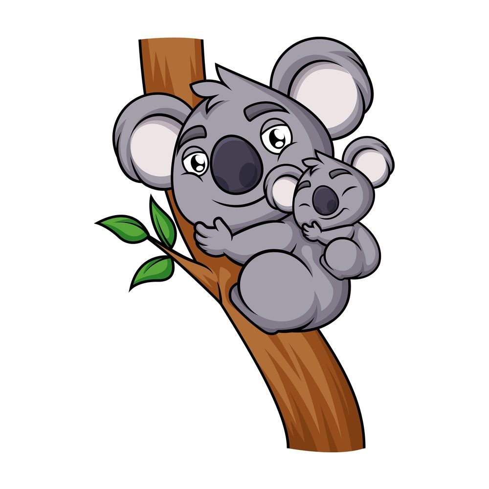 Mother and baby koala. PNG - JPG and vector EPS (infinitely scalable). Image isolated on transparent background.
