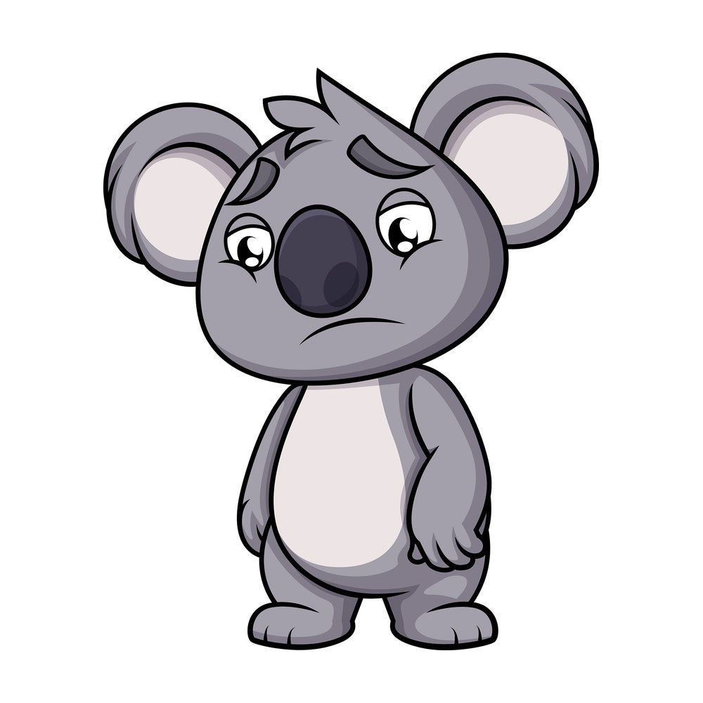 Sad koala. PNG - JPG and vector EPS (infinitely scalable). Image isolated on transparent background.