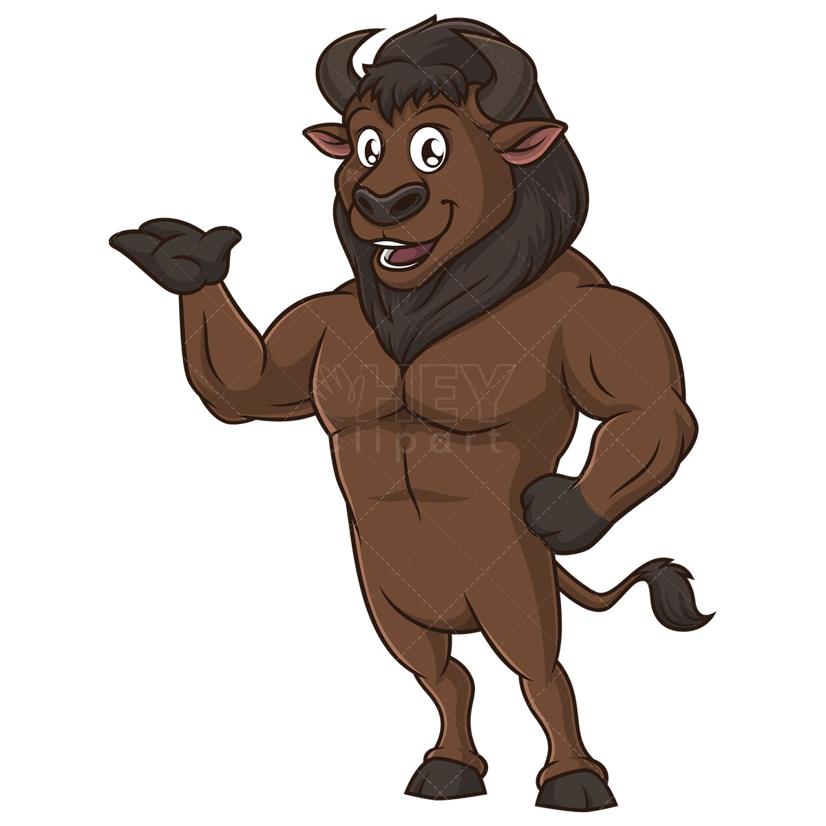 Royalty-free stock vector illustration of a bison presenting.