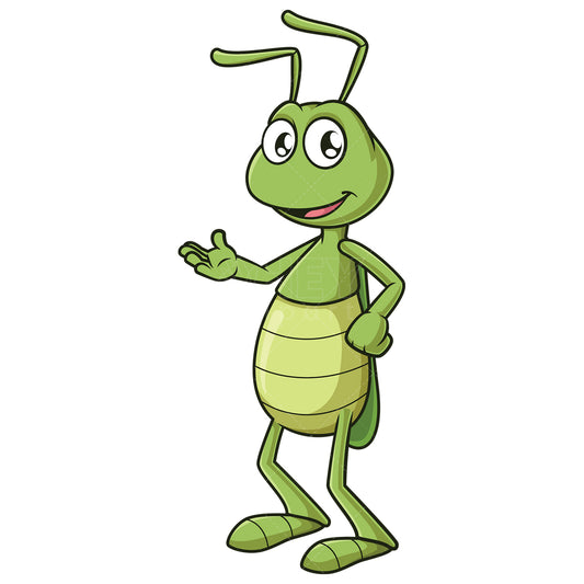 Royalty-free stock vector illustration of a cricket presenting.