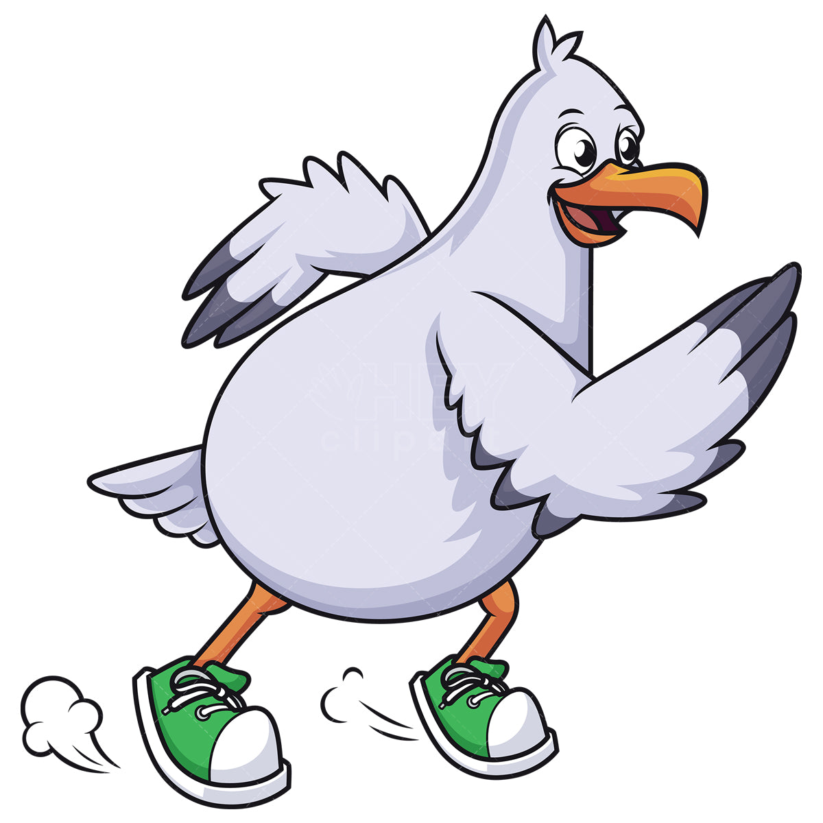 Royalty-free stock vector illustration of a cute seagull running.