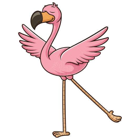 Royalty-free stock vector illustration of a dancing flamingo.