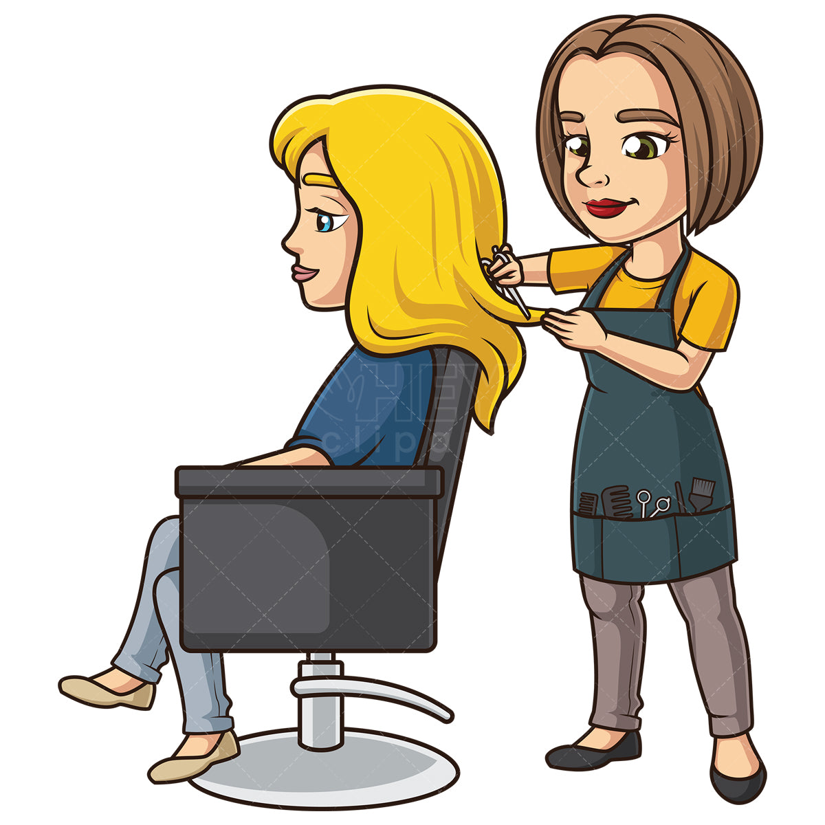 Royalty-free stock vector illustration of a hairdresser at work.