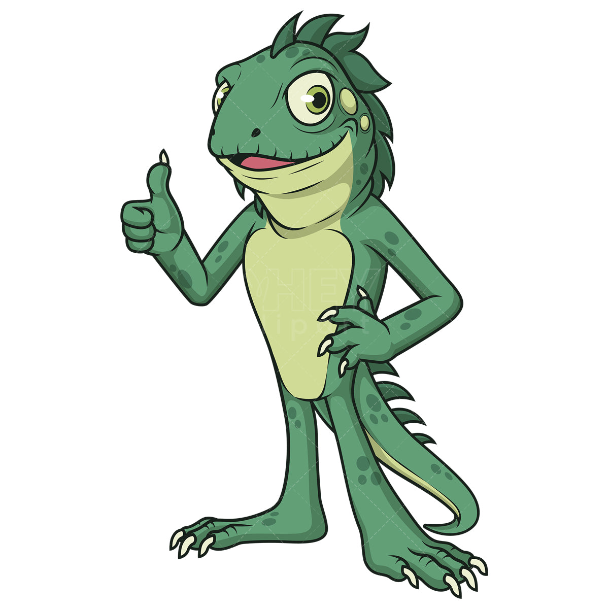 Royalty-free stock vector illustration of a iguana thumbs up.