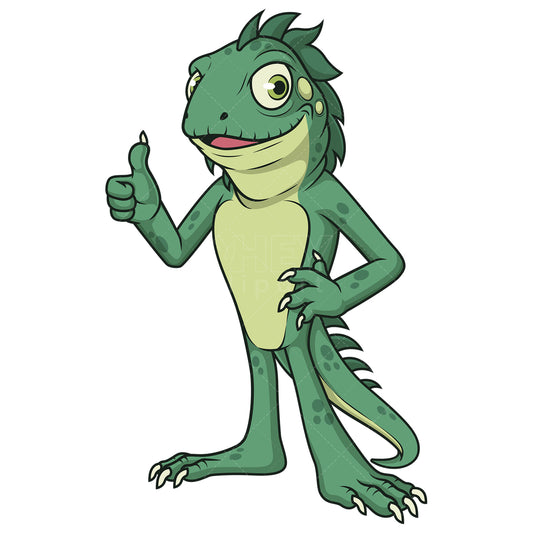 Royalty-free stock vector illustration of a iguana thumbs up.