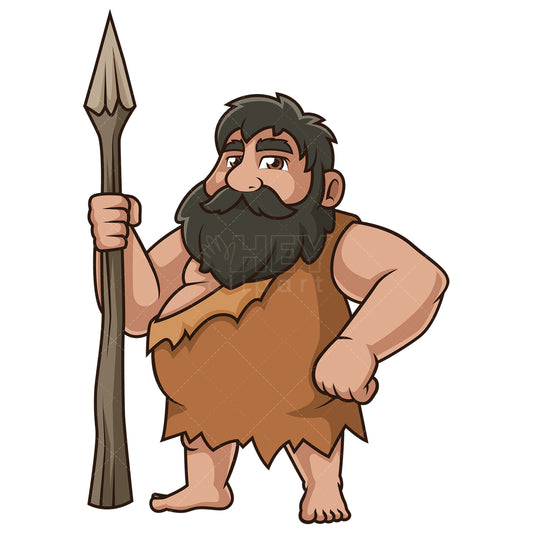 Royalty-free stock vector illustration of a middle aged caveman.