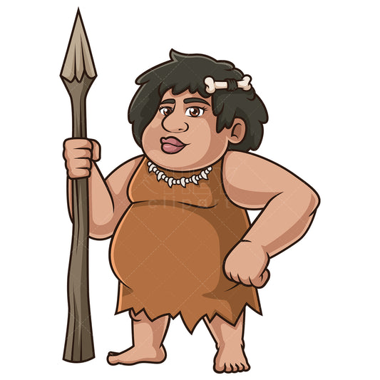 Royalty-free stock vector illustration of a middle aged cavewoman.