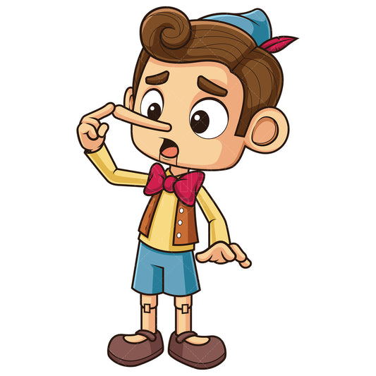 Royalty-free stock vector illustration of a pinocchio big nose.