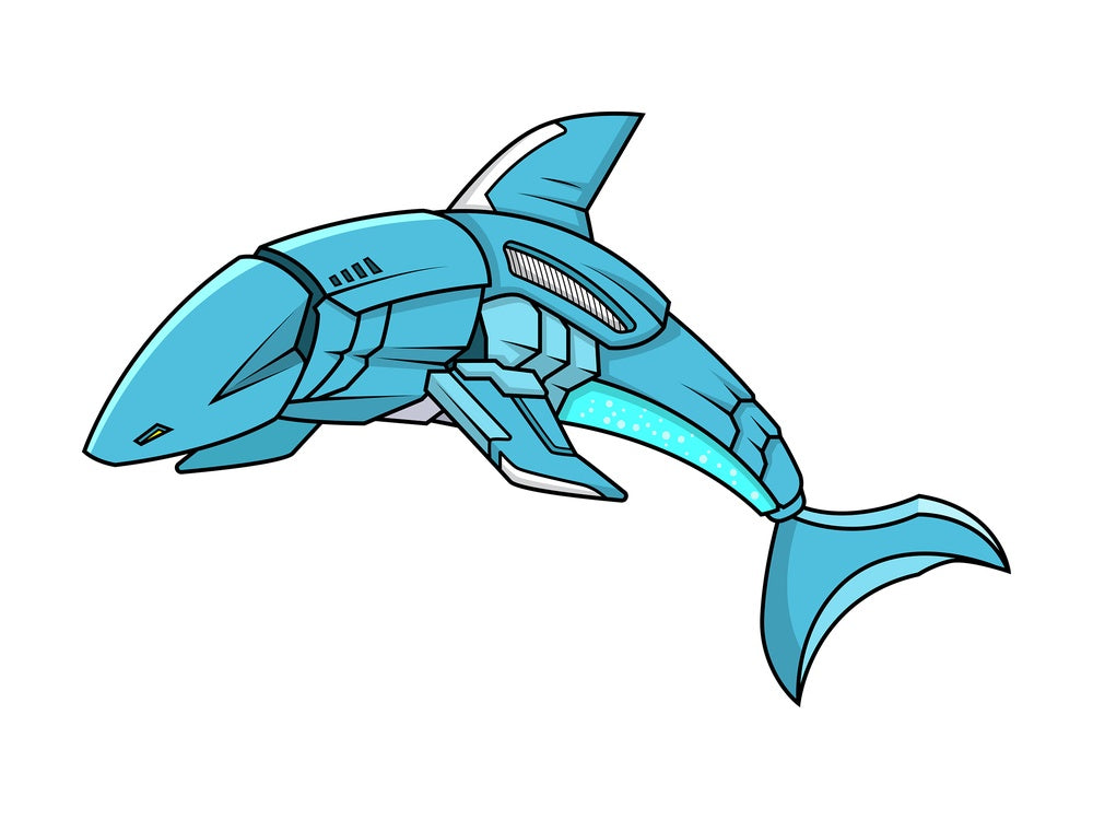 Robotic dolphin robot. PNG - JPG and vector EPS (infinitely scalable).