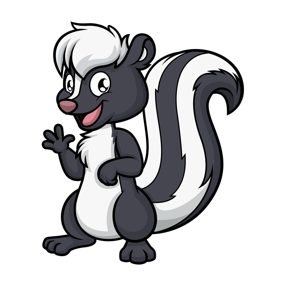 Happy skunk waving. PNG - JPG and vector EPS (infinitely scalable).