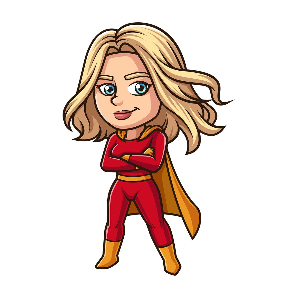 Woman dressed as a superhero. PNG - JPG and vector EPS (infinitely scalable).