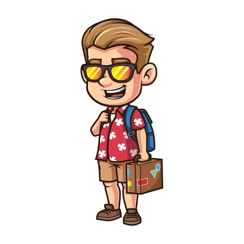 Happy male traveler. PNG - JPG and vector EPS (infinitely scalable).