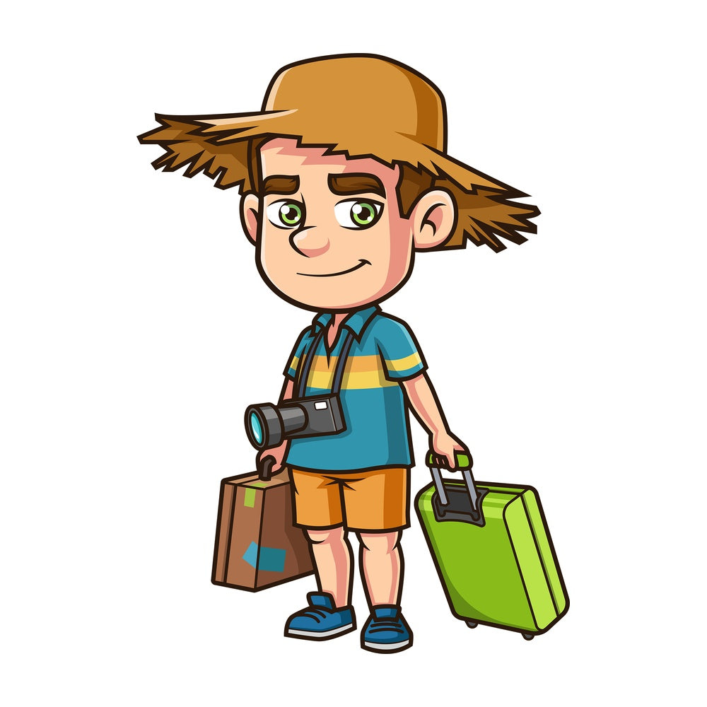 Man traveling on vacation. PNG - JPG and vector EPS (infinitely scalable).