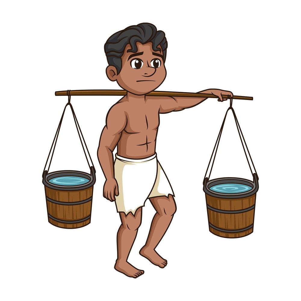 Male slave carrying water buckets. PNG - JPG and vector EPS (infinitely scalable).
