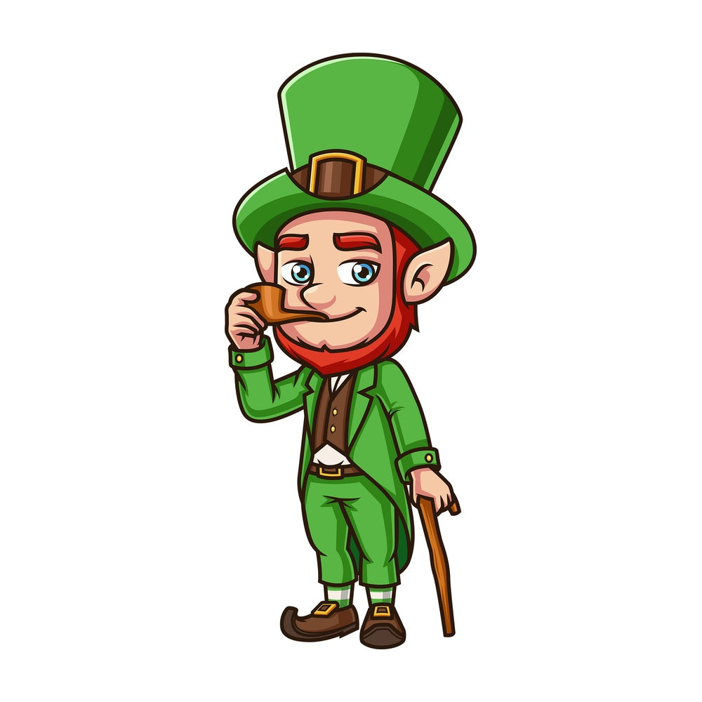 Leprechaun with smoking pipe. PNG - JPG and vector EPS (infinitely scalable). Image isolated on transparent background.