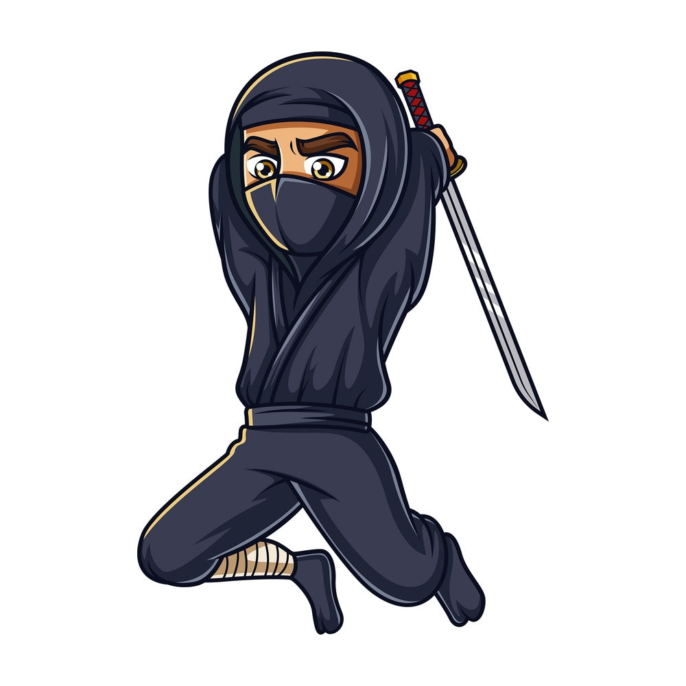 Japanese ninja attacking. PNG - JPG and vector EPS (infinitely scalable).