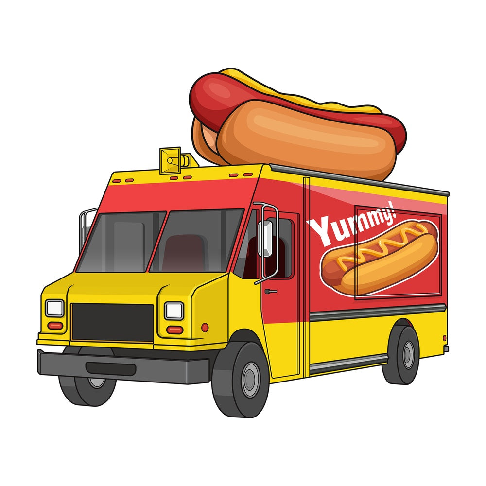 Hot dog food truck. PNG - JPG and vector EPS file formats (infinitely scalable). Image isolated on transparent background.