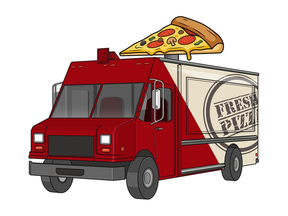 Pizza food truck. PNG - JPG and vector EPS file formats (infinitely scalable). Image isolated on transparent background.