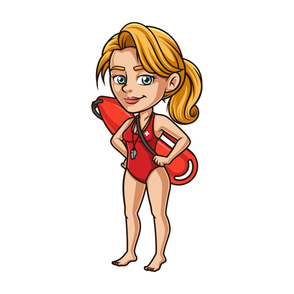 Confident female lifeguard. PNG - JPG and vector EPS (infinitely scalable). Image isolated on transparent background.