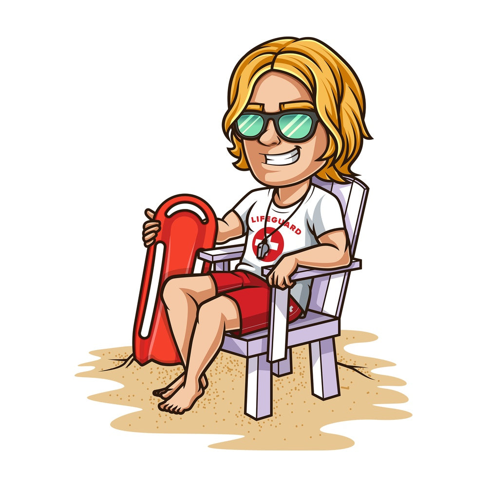 Male lifeguard at the beach. PNG - JPG and vector EPS (infinitely scalable). Image isolated on transparent background.