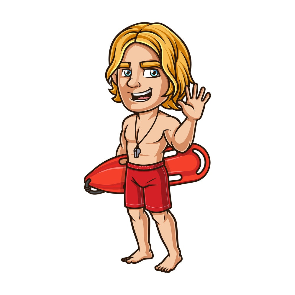 Happy lifeguard waving. PNG - JPG and vector EPS (infinitely scalable). Image isolated on transparent background.
