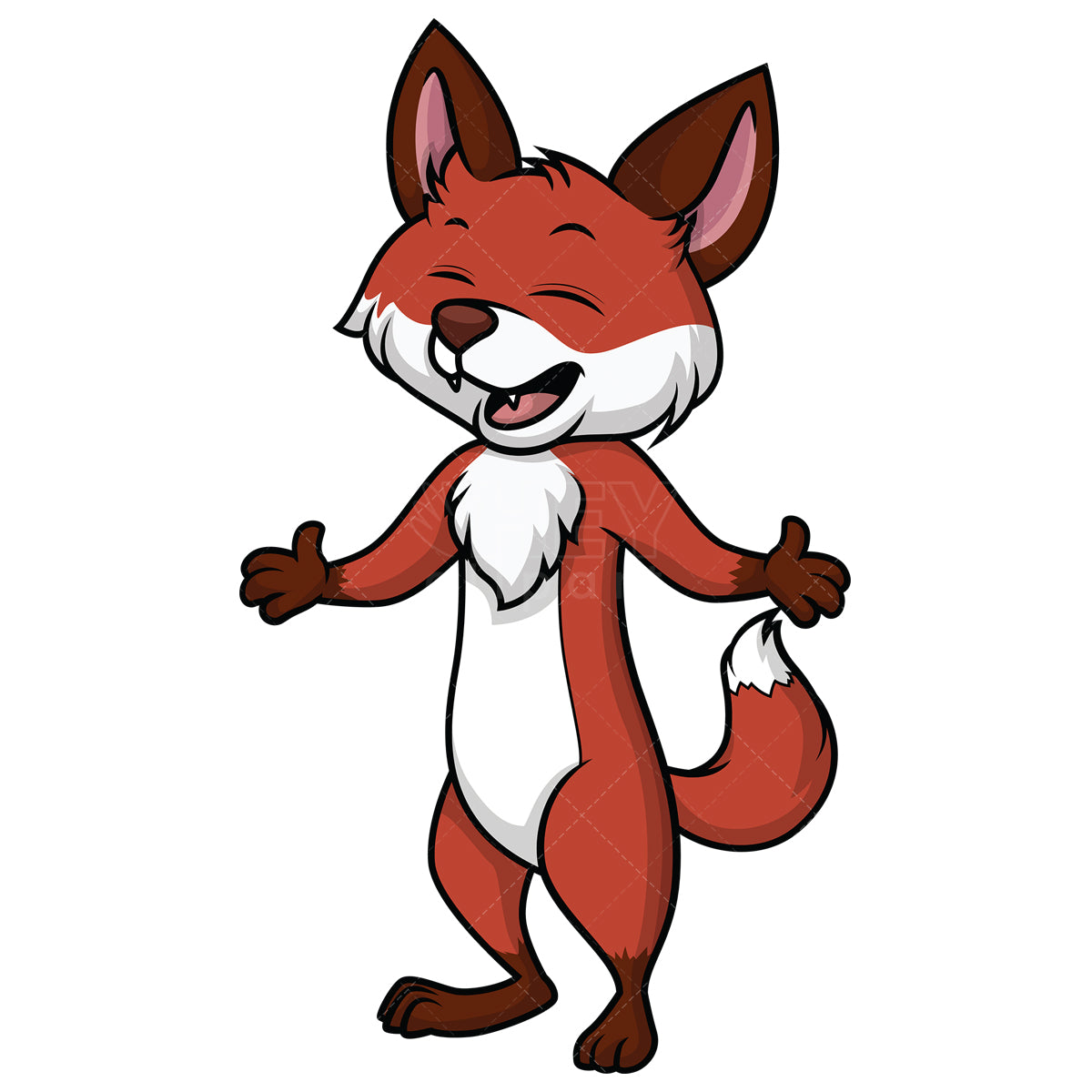 Royalty-free stock vector illustration of a fox welcoming everyone.