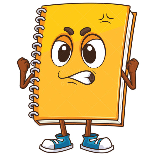 Royalty-free stock vector illustration of an angry notebook character.