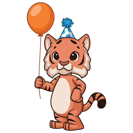 Royalty-free stock vector illustration of a birthday tiger.