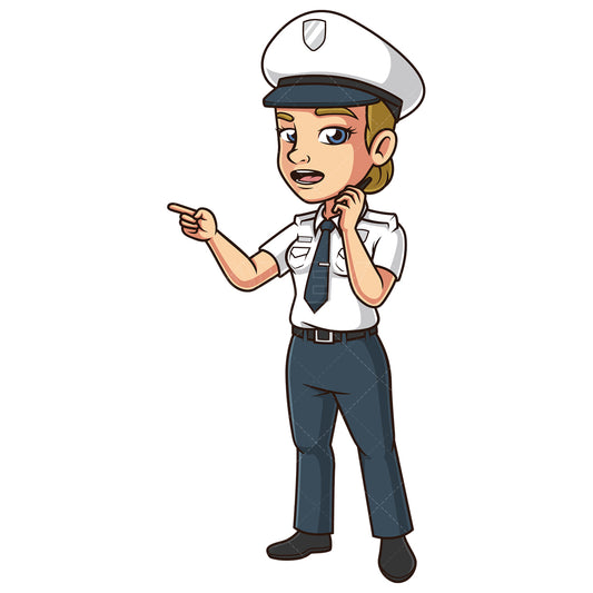 Royalty-free stock vector illustration of a caucasian woman security guard.