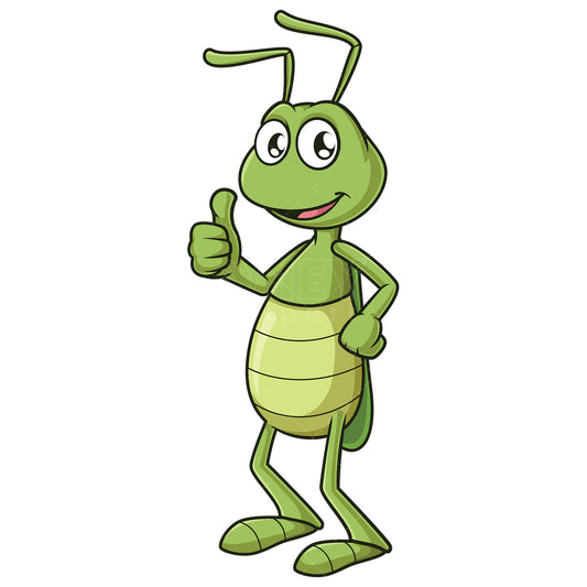 Royalty-free stock vector illustration of a cricket thumbs up.