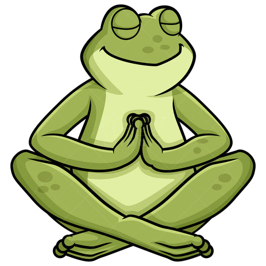 Royalty-free stock vector illustration of a frog meditating.