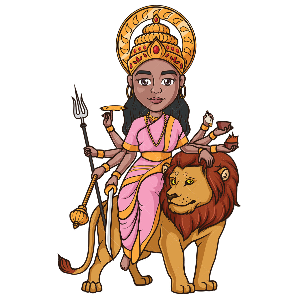 Royalty-free stock vector illustration of a goddess durga.