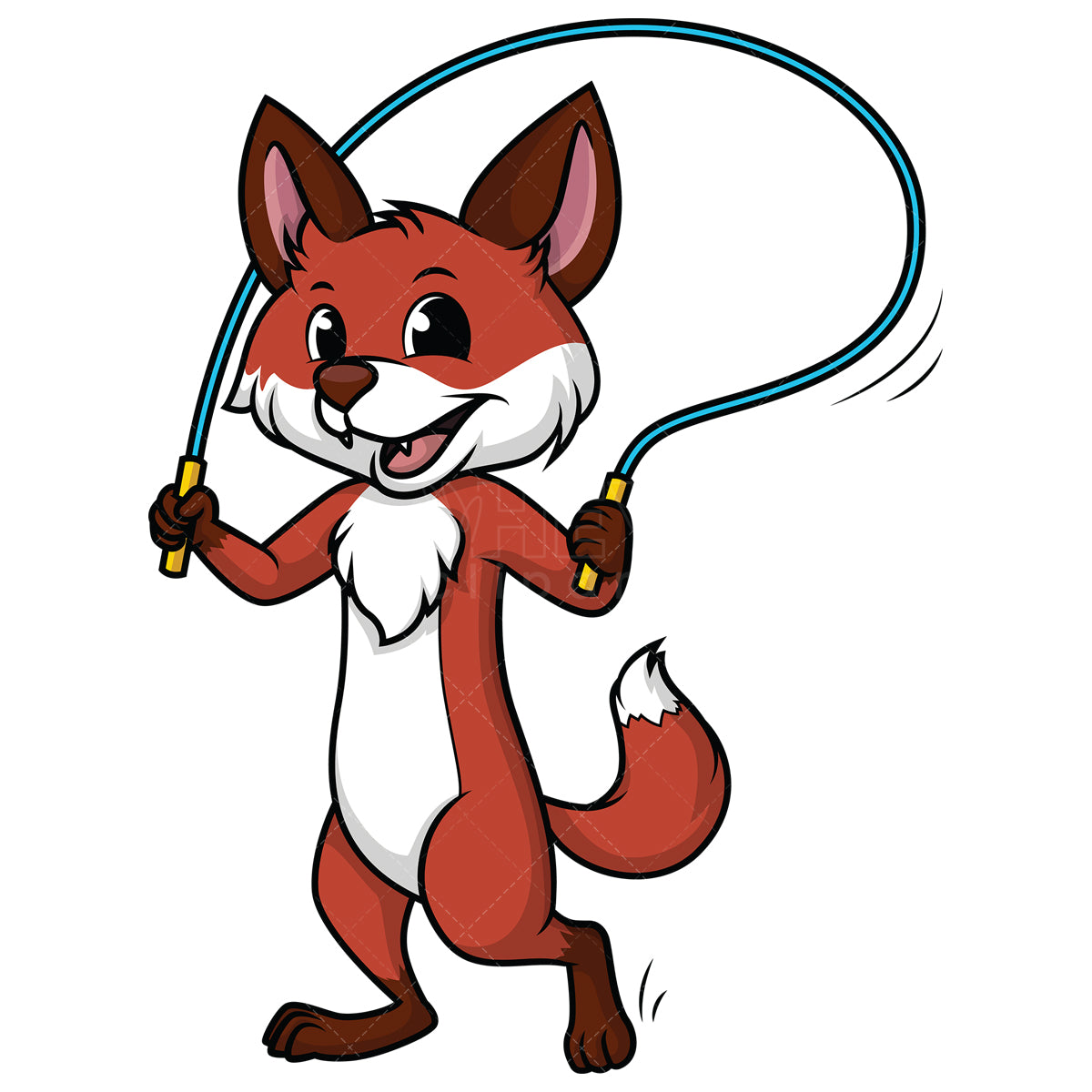 Royalty-free stock vector illustration of a fox playing jump rope.