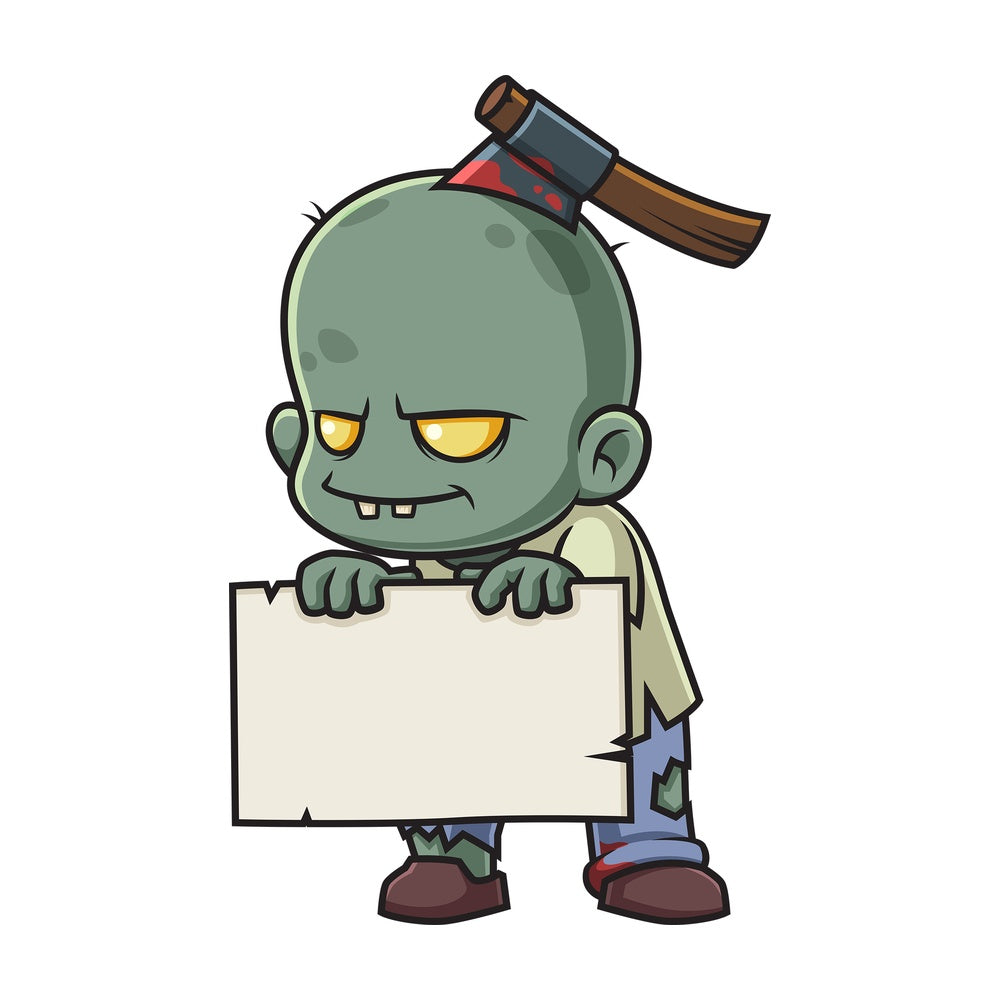 Zombie holding empty sign. PNG - JPG and vector EPS (infinitely scalable).