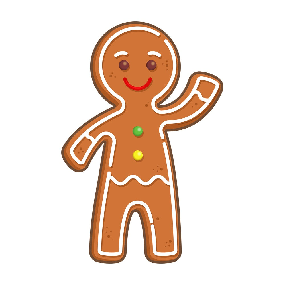 Gingerbread man waving. PNG - JPG and vector EPS (infinitely scalable).
