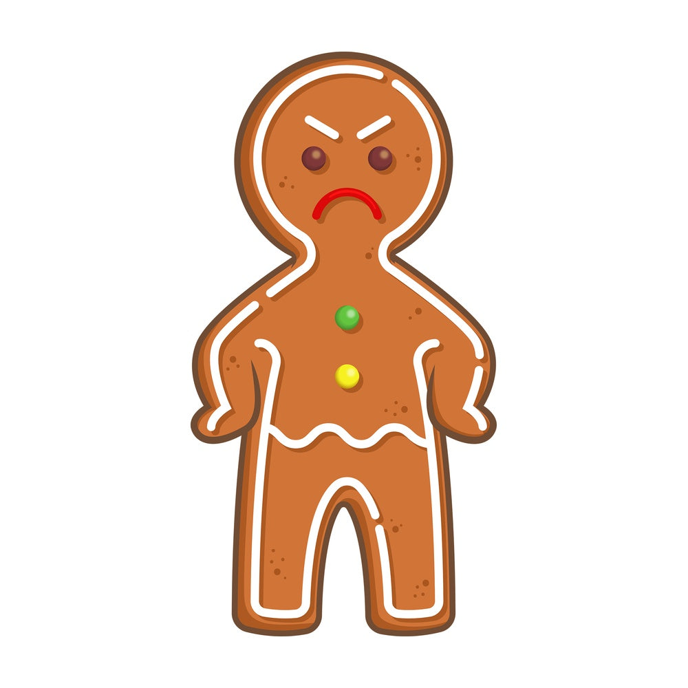 Angry gingerbread man. PNG - JPG and vector EPS (infinitely scalable).