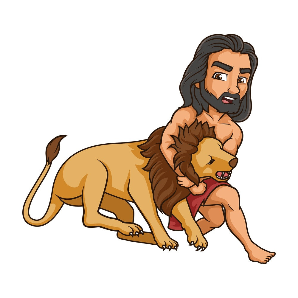 Samson kills lion with bare hands. PNG - JPG and vector EPS (infinitely scalable).