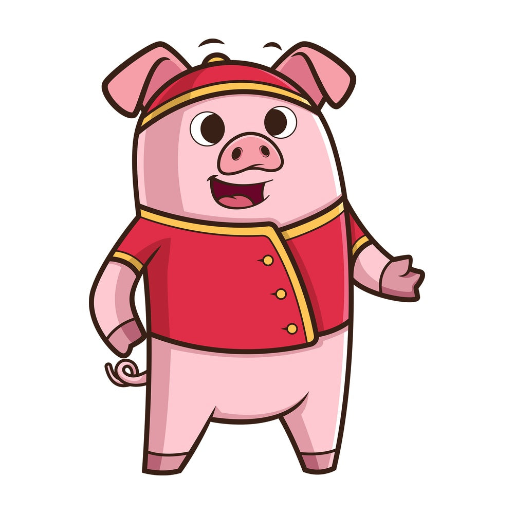 Chinese new year pig presenting. PNG - JPG and vector EPS (infinitely scalable).