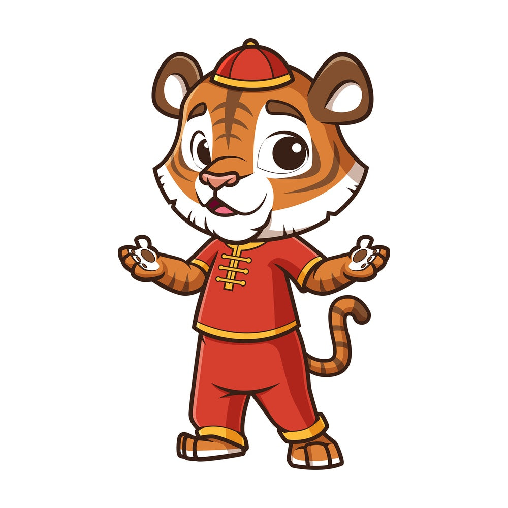 Chinese new year tiger presenting. PNG - JPG and vector EPS (infinitely scalable).