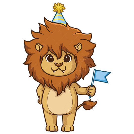 Royalty-free stock vector illustration of a birthday lion.