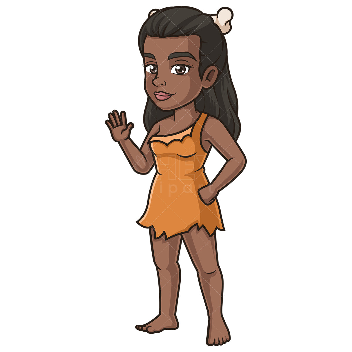 Royalty-free stock vector illustration of a black cavewoman.